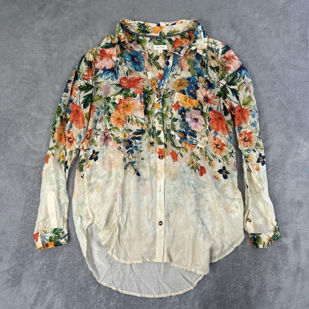 ​Anthropologie Pilcro Romy Floral Button Down Shirt Women Small Viscose Boho Top